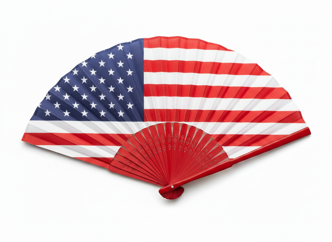 USA folding hand fan in country colors