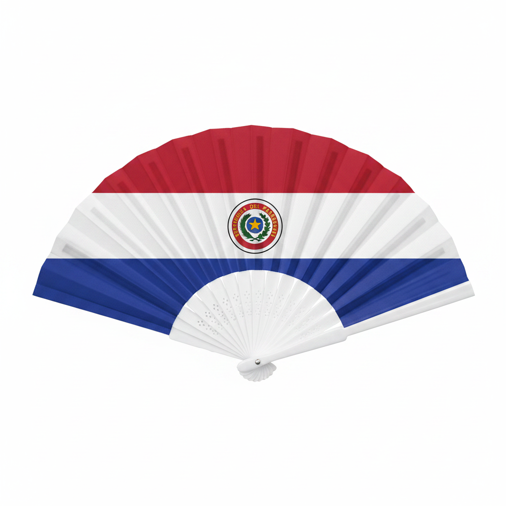 Paraguay folding hand fan in country colors