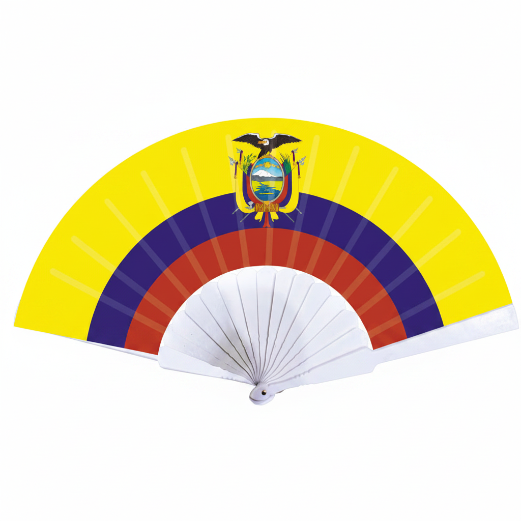 Ecuador folding hand fan in country colors