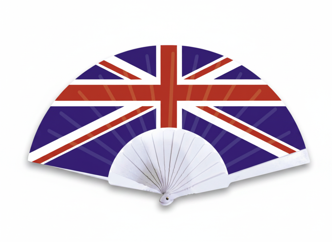 England folding hand fan in country colors