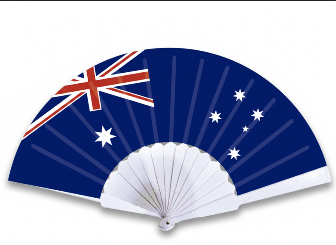 Australia folding hand fan in country colors