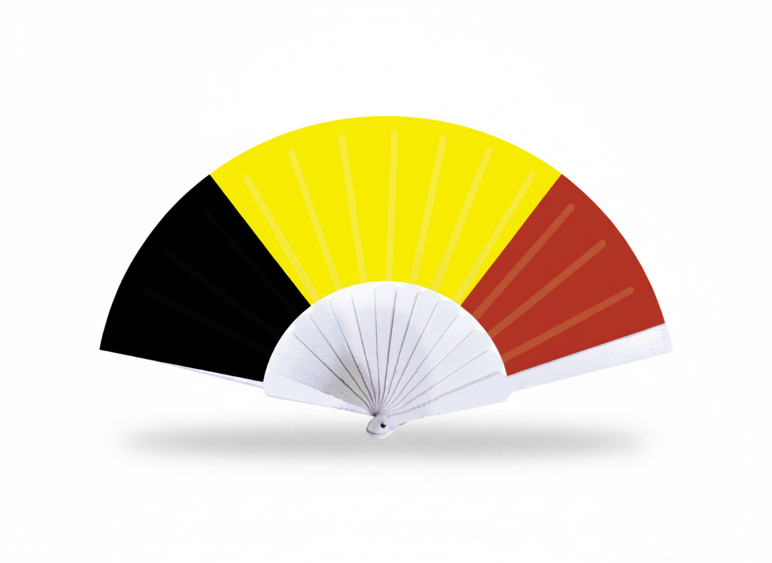 Belgium folding hand fan in country colors