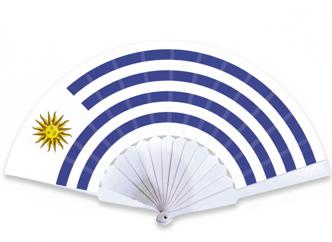 Uruguay folding hand fan in country colors