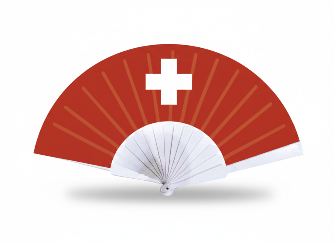Switzerland folding hand fan in country colors
