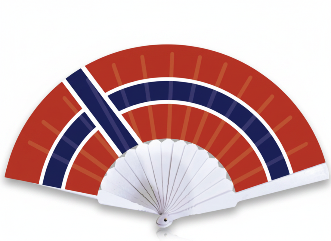 Norway folding hand fan in country colors