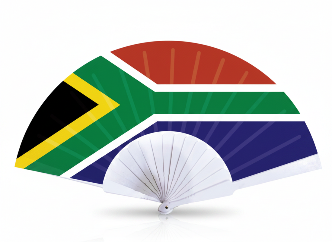 South Africa folding hand fan in country colors