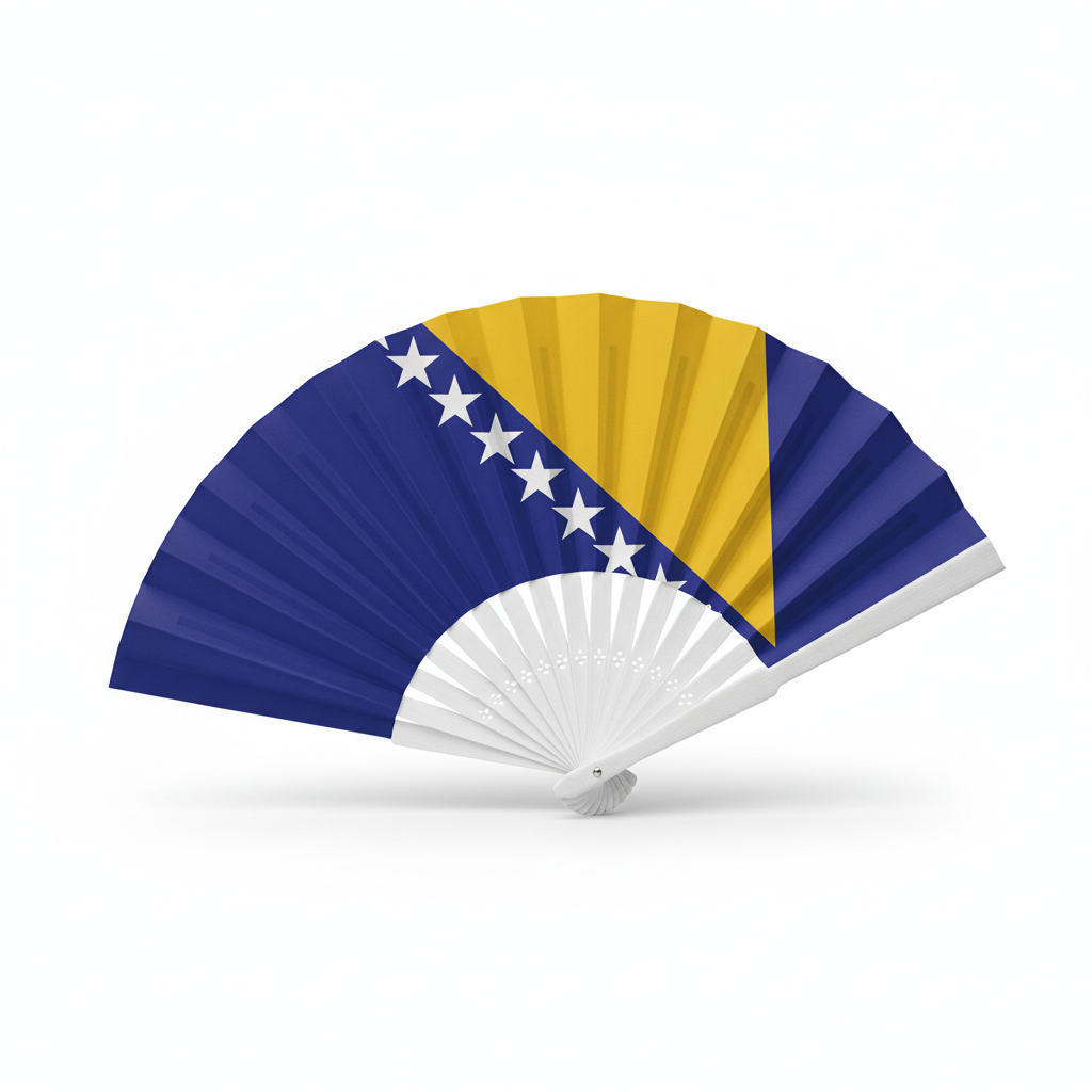Bosnia folding hand fan in country colors