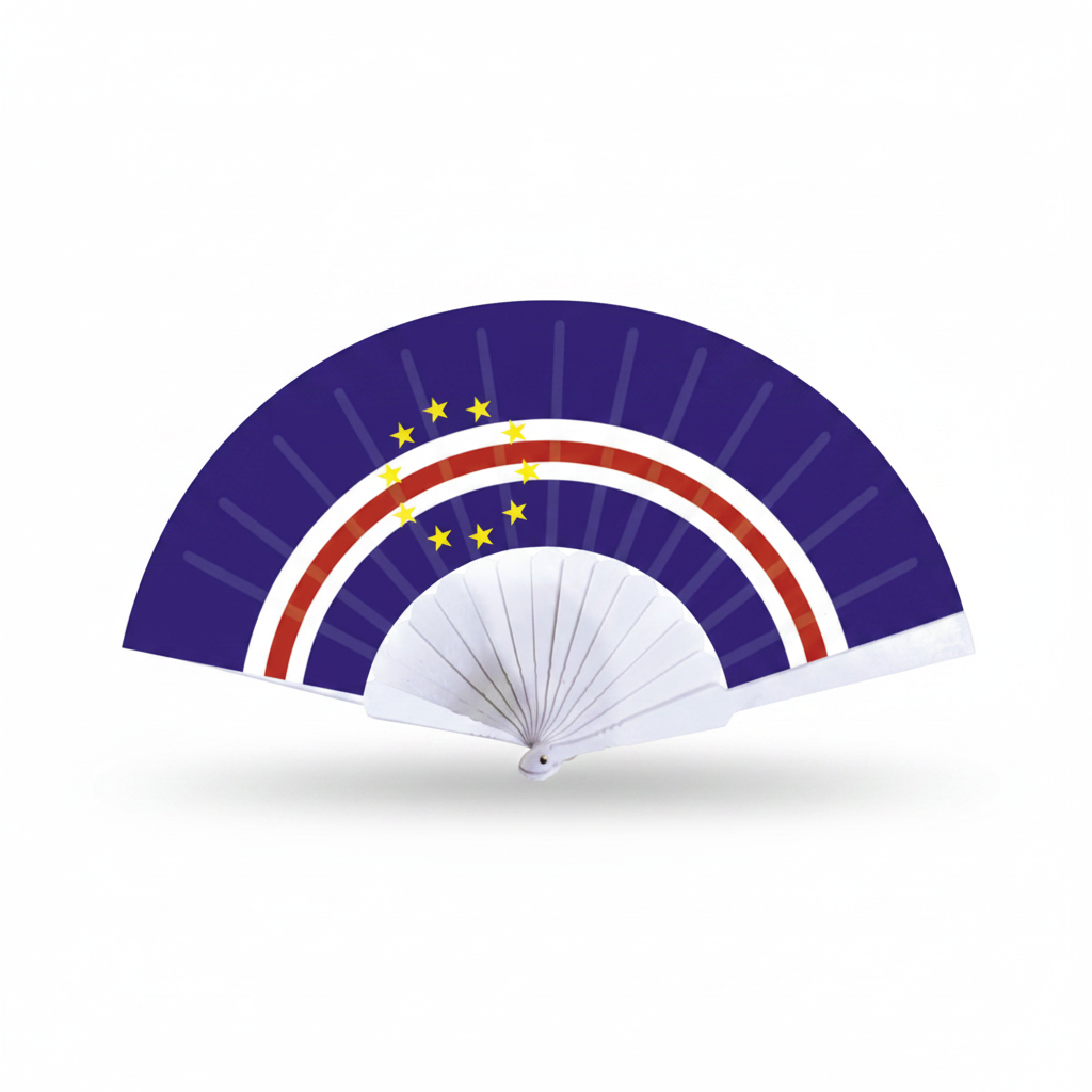 Cabo Verde folding hand fan in country colors